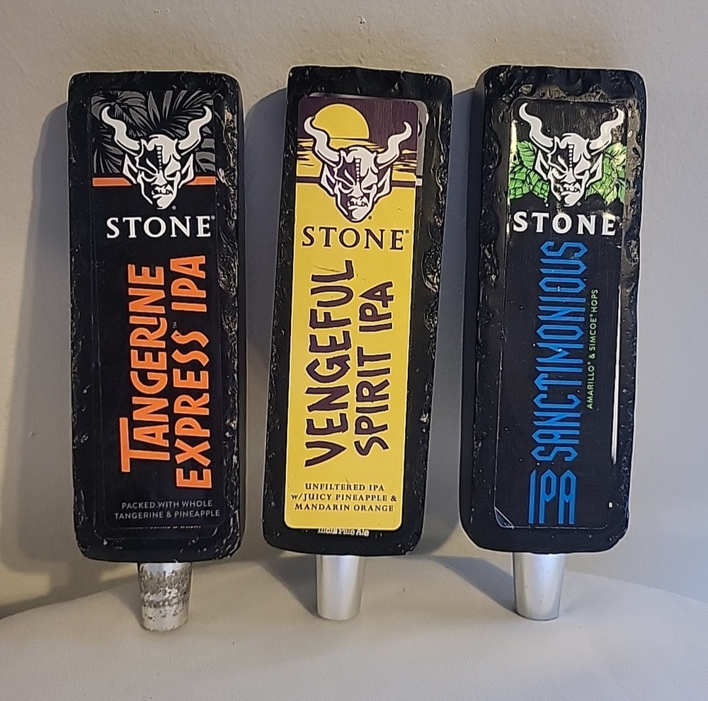 Lot of 3 STONE BREWING TANGERINE EXPRESS VENGEFUL SPIRIT SANCTIMONIOUS IPA Taps